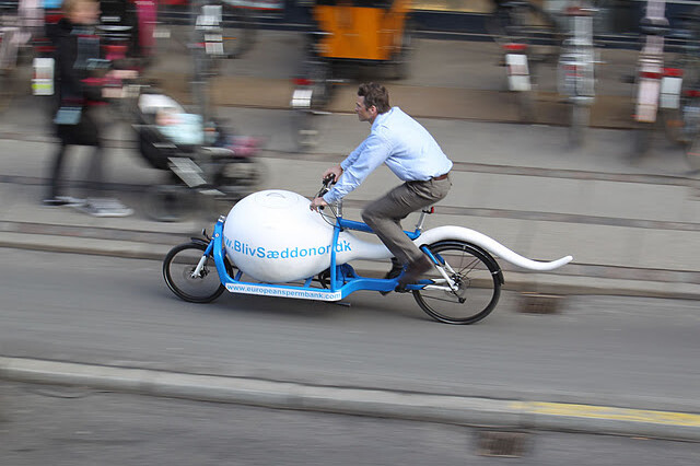 Le 'sperm bike' de la Banque du sperme européenne à Copenhague.