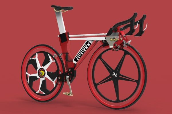 Concept bike inspiré des marques Ferrari et Pirelli.