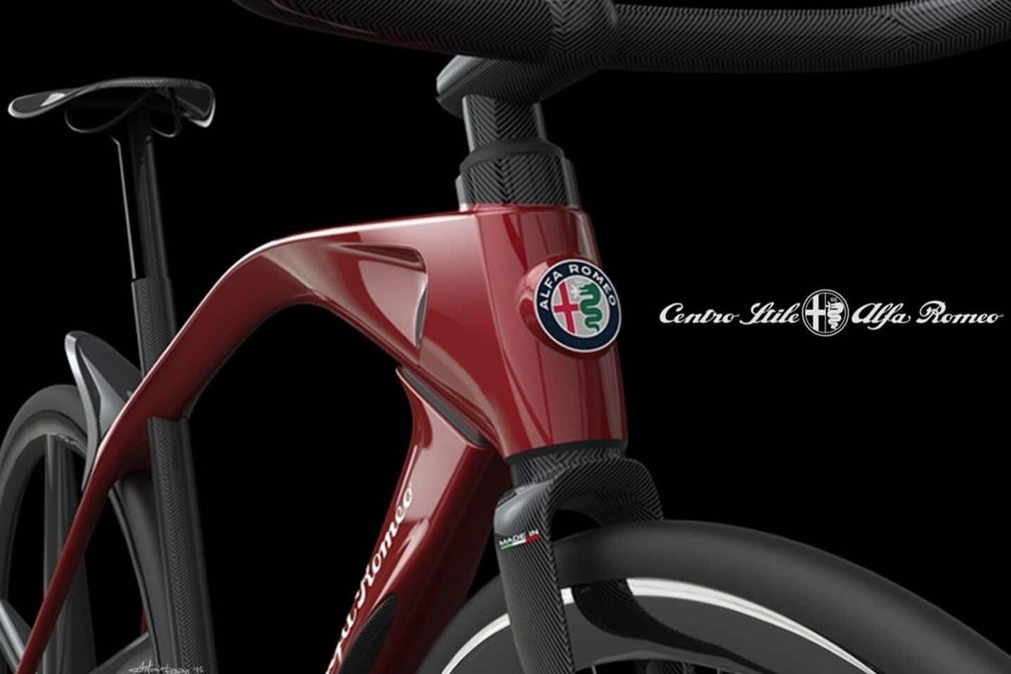 Le vélo Giulia d'Alfa Romeo signé par le designer Antonio Errario.