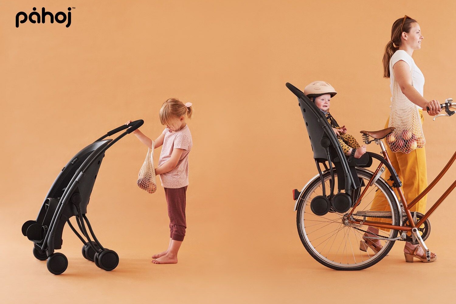 Porte-bébé pour vélo Pahoj qui se transforme en poussette