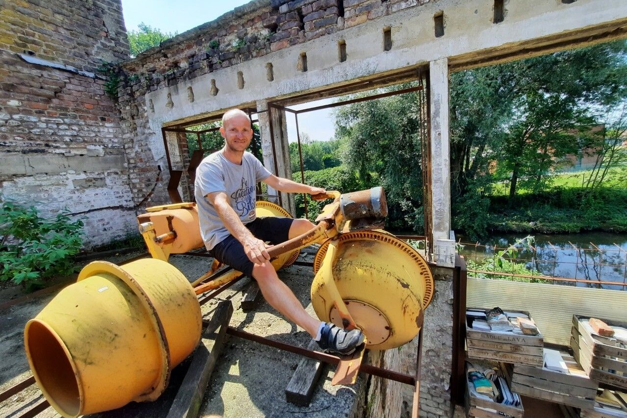 Vélo bétonnière de l'artiste Nicolas Buissart